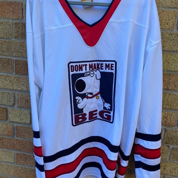 RARE 2007 Family Guy Embroidered Hockey Jersey L XL "Dont Make Me Beg" Brian - Picture 4 of 6
